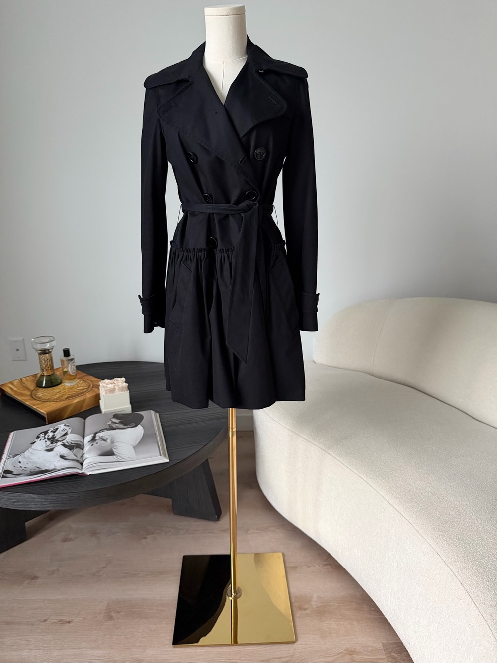 Dolce & Gabbana Black Double Breasted Trench Coat Belted IT 38